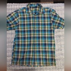 Beyond The Limit Men's Plaid Shirt - Blue and Green Large